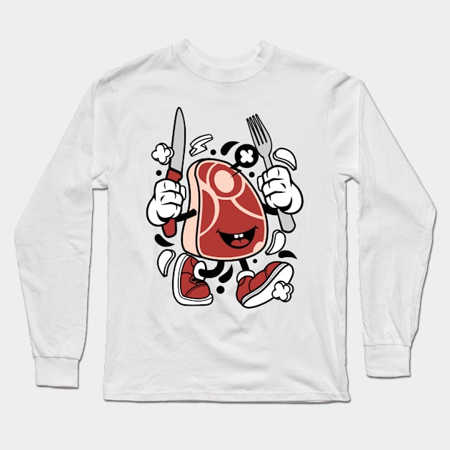 Meat Cartoon Style Long Sleeve T-Shirt by p308nx